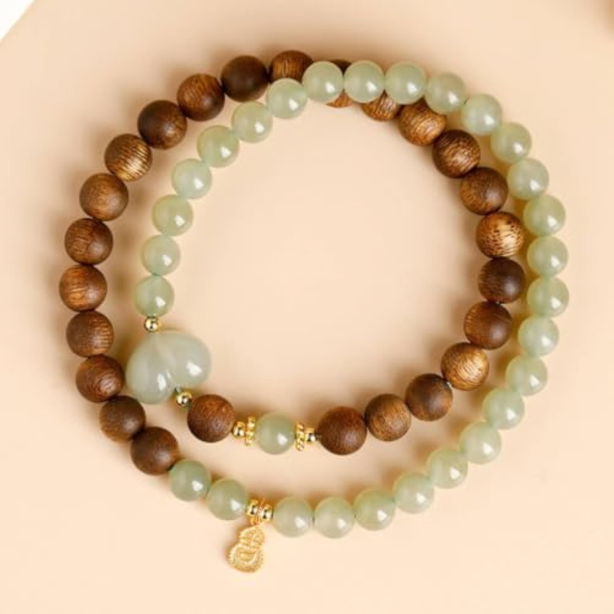 Rosewood and Jade Bead Bracelet Gift for Girlfriend